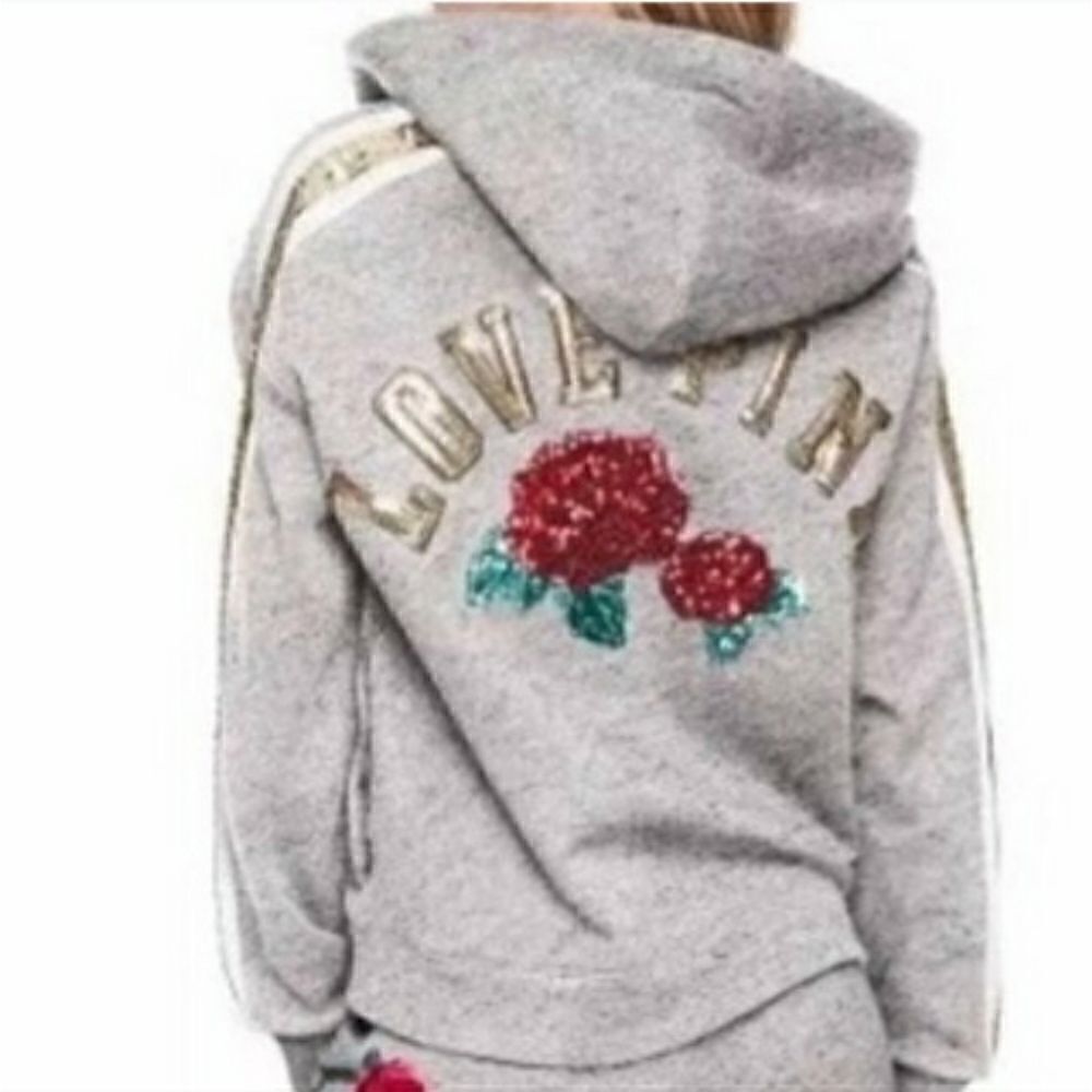 VS PINK lace up Pocket Bling Hoodie